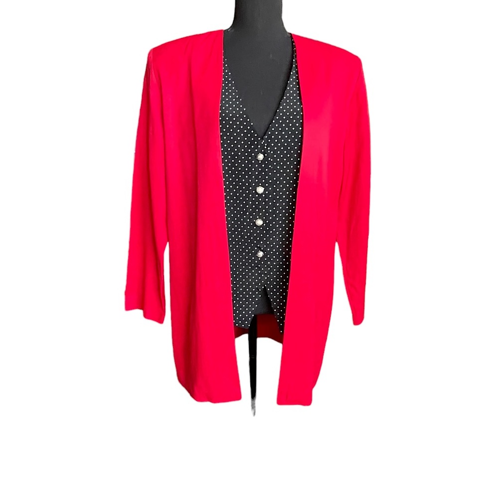 Vintage 90s Pride & Joy Red Polka Dot Blazer Vest Women’s Size 12